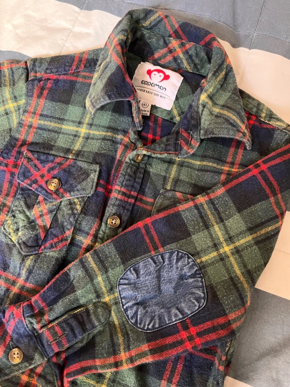 Appman denim elbow patch flannel shirt - 4T